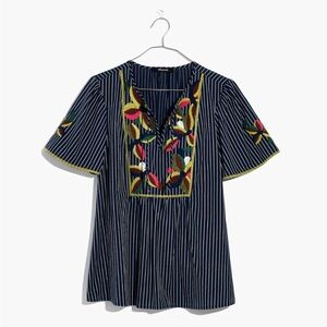 Madewell Embroidered Fable Top, Size Large